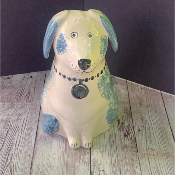 Rye Pottery England Blue And White Dog Vintage Ceramic EUC - Picture 2 of 9
